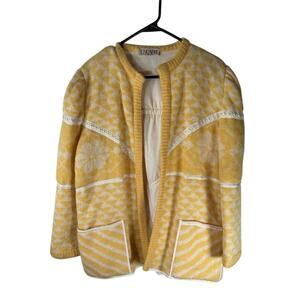 Escada Vintage Yellow Quilted Cardigan Sweater Size 42